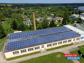 Luftaufnahme der Photovoltaikanlage der ehemaligen Großküche in Mutzschen.&nbsp;&copy;&nbsp;Stadtwerke Grimma GmbH