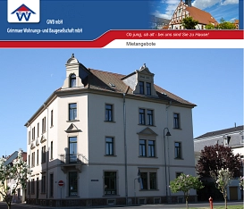Logo der GWB samt Bild eines Hauses in der Grimmaer Brückenstraße © GWB mbH
